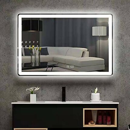 Anti-Fog Bathroom Mirror, Rectangle LED Vanity Mirror, Wall Mounted Bathroom Mirror, Lighted Vanity Mirror with Touch Switch, IP44 Waterproof, 80