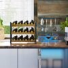 IBUYKE Industrial Wine Rack, Countertop Storage Organizer, Free Standing with Metal Frame, 3 Tier 12 Bottles, Ideal for Home Bar Display, Kitchen