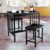 DINGZZ 3 Pieces Counter Height Dining Table And 2 Backless Stools Kitchen Bar Furniture