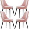 dining chair Kitchen Dining Chairs Set Office Business Chairs, 4 Pcs Dining Chairs Gold Velvet Seat Sponge Filling Back Metal Legs Antislip Foot