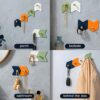 FANTESI 4PCS Self Adhesive Hooks Heavy Duty Hanger Sticky Wall Hooks, Adhesive Door Hooks, Coat Hooks, Anti-Rust Waterproof Sticky Hooks, Towel H