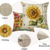 4 Sets Flower Cushion Covers Decorative Throw Pillow Cover Square Pillowcase for Home Bed Sofa Car Outdoor Garden Decor 45 x 45cm (18x18, Sunflow