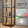 FENLO Fantasy Plus 66" Luxury Glass Display Shelf with Dimmable LED Floor Lamps, Sturdy Glass Shelves For Bedroom, Curio Cabinet with Glass Books