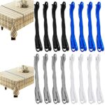 16 Pcs Table Bungees, 4 Colors Tablecloth Strap Elastic Band Shock Absorbent Tablecloth Clamps Grips Clips Cord to Hold Down Table Cloth for Outd