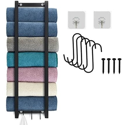 Towel Rack Wall Installation - New upgraded Wall Towel rack Stainless steel matte black Bathroom towel rack suitable for folding large towels, to