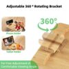 GEHE Bamboo Couch Arm Table, Foldable Sofa Arm Tray with 360° Rotatable Phone Holder, Armrest Tray for Small Space, Couch Clip on Tray, Remote Co