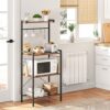 HOOBRO Kitchen Unit with Worktop, Tall Microwave Oven Stand Shelf, Baker's Rack, Kitchen Shelves Free Standing, Utensils Utility Storage Rack, In