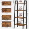 VASAGLE Ladder Shelf, Bookshelf, 4-Tier Industrial Storage Rack for Living Room, Bedroom, Kitchen, Rustic Brown and Black LLS44X