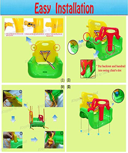 LITTLEFUN 3-in-1 Infant to Toddler Upgrade Version Swing Set for Home Garden Patio Indoors Outdoors Doorway(Blue Chair+Green Handrail)