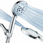 AquaCare High Pressure 8-mode Handheld Shower Head - Anti-clog Nozzles, Built-in Power Wash to Clean Tub, Tile & Pets, Extra Long 6 ft. Stainless