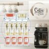 eipizx Coffee Syrup Organizer 2 Tier Syrup Bottle Holder Rack for Coffee Bar 10 Bottles White Wine Bottle Rack Coffee Syrup Stand Shelf for Syrup