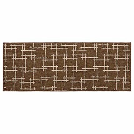 JVL Vector Machine Washable Latex Backed Runner Doormat, 57x150cm, Brown