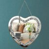 Aeveco Heart Shaped Silver Mirror for Wall Decoration with Crystal Crush Diamond, Dimention12x12x0.5 inch, Wall Hang Frameless Wall Mirror, Spark
