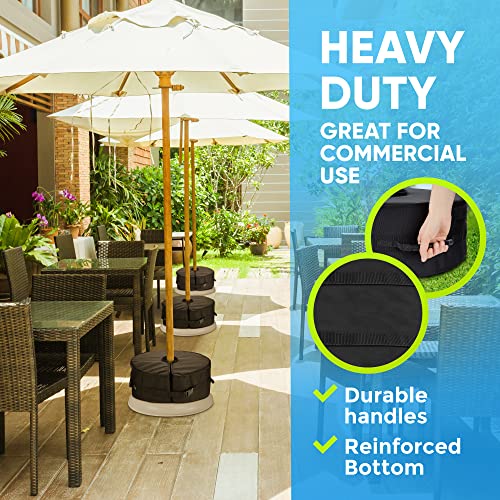 Rhino Round Parasol Base Weight with Side Slot Opening, 45.7cm ~ Fits Any Offset, Cantilever & Any Outdoor Patio Umbrella Stand ~ Easy Set up (Bl