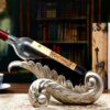 Stylish Simplicity Silver Leaf Shape Wine Rack Decoration Modern Art Creative Decoration European Living Room Desktop Bar New House Wine Cabinet