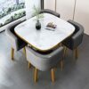 KUKIXO Modern Negotiation Reception Tables and Chairs 1 Table and 4 Chairs,Home Dining Room Furniture Set 1 Table 4 Chairs Kitchen Bar Balcony Be