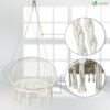 VOUNOT Swing Chair with Round Seat Cushion, Macrame Hammock Hanging Chair for Indoor, Outdoor, Beige