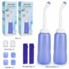 2 Pack Portable Bidet Sprayer Peri Bottle, Number-one Travel Bidet Bottle 500ml 17oz Personal Hygiene Care Toilet Bidet Shower with 2 Nozzles, Du