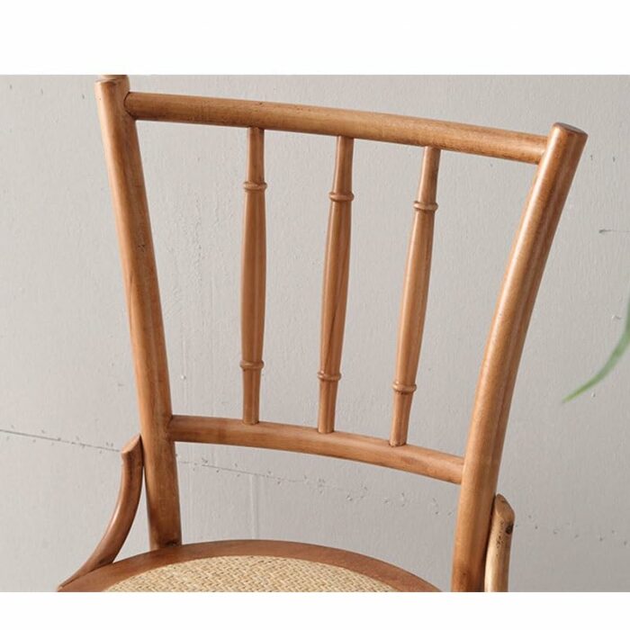 JJZXD Solid Wood Dining Chair Rattan Weaving Backrest Stool Living Room Chair Retro Nostalgia Home Furniture