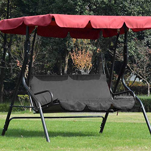 Swing Cushion, Multiple Colour Swing Waterproof Cushion Replacement 3‑Seat Chair Seat Cover for Outdoor Swing(black)