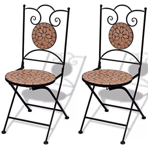 WODMB Bistro furniture 3 pcs Ceramic tiles Terracotta decorative and functional garden furniture set (Color : A, Size : One size)