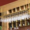 Gold Ceiling Wine Rack With Goblet Glass Rack, Home Wine Rack, Floating Wine Rack Organizer For Bar, Kitchen, Dining Room, Height Adjustable (Siz