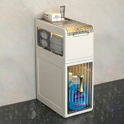 2/3/4-Tiers Floor Standing Cabinet Unit Bathroom Storage, Waterproof Coner Shelf, Narrow Storage Organizer for Small Space Laundry Living Room Ga