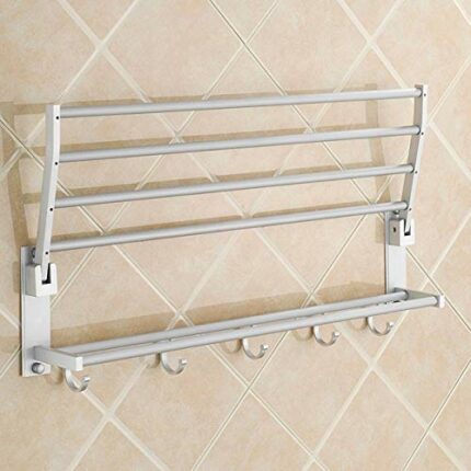 N/A Double Wall Mounted Bathroom Bath Towel Rails Holder Storage Rack Shelf