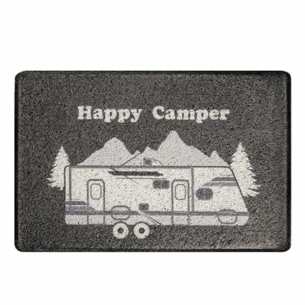 Aucuda Happy Camper Door Mat,Outdoor Door Mat,RV Front Door Mats Outdoor,24"x16" Trailer Welcome Mats for Front Door Outdoor,Traps Dirts,Outdoor