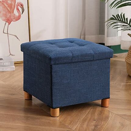 Ottomans Foot Stool Storage Footstool Square Foot Stools Shoe Change Stool Cotton Linen Foot Stool Footstools for Living Room Ottomans for The Be