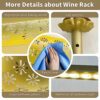Industrial Bar Floating Shelf, 31.5" Ceiling Mounted Hanging Wine Bottle Holder, Gold Shelf, Wine Rack Wall Mounted, Champagne Glass Rack with Le