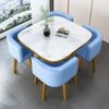 KUKIXO Modern Negotiation Reception Tables and Chairs 1 Table and 4 Chairs,Home Dining Room Furniture Set 1 Table 4 Chairs Kitchen Bar Balcony Be