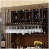 Stylish Simplicity Down Ceiling Wine Rack Vintage Wrought Iron Minimalist Creative Display Goblet Storage Wine Rack Restaurant Kitchen Bar Floati
