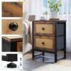 YITAHOME Bedside Table, Heavy Duty End Side Table, Nightstand Storage Unit, 2-Drawer Dresser, Bedside Cabinet, Rattan Woven Chest of Drawers for