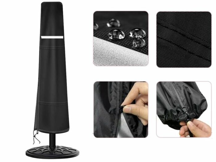 Parasol Cover, Patio Garden Umbrella Covers Waterproof Windproof Anti-Uv With Zip , Snow Proof, Cantilever Parasol Protective Cover, 210d Oxford