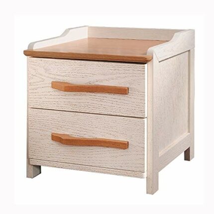 N/A Bedroom Bedside Table with Double Drawers, Furniture Solid Wood Bedside Table Side Table Bedroom Storage Cabinet
