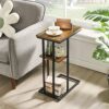YMYNY C Shaped End Table, Snack Table, Side Table for Small Spaces, Living Room, Bedroom, Industrial, Small Table, Easy Install, 40 x 26 x 61.5CM
