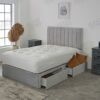 Plush Noni Panel Divan Bed Set With Memory Orthopaedic Mattress & Matching 20" Headboard | Storage Drawers Available (Coffee Plush, 4.6FT Double