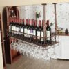 EMISOO Ceiling Wine Rack, Glass Rack With Goblet, Home Wine Rack, Floating Wine Rack Organizer For Bar, Kitchen, Dining Room, Height Adjustable (