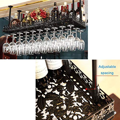 OUSIKA Wine Racks,Simple Style Iron Hanging Wine Glass Rack Hanging Wine Bottle Holder Bar Creative Wine Rack Ceiling Decoration Shelf for Bars,R