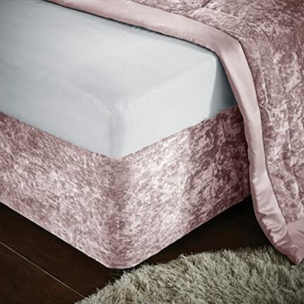 Catherine Lansfield Crushed Velvet Double Divan Base Wrap Blush BD/46254/W/BWRAPD/BLH