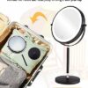 ALHAKIN Rechargeable Makeup Mirror with Lights, 8 inch 10x Magnifying Mirror with 3 Color Lights, Brightness Dimmable Lighted Makeup Mirror for D