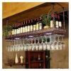 SUCHETA Hanging Wine Rack with Glass Holder and Shelf, Retro Wall-Mounted Wine Rack, Ceiling Wine Rack, Champagne Glass Storage Cabinet, Can Be U