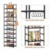 WOKKOW 10 Tiers Tall Shoe Rack for Closet Entryway 20-25 Pairs Shoe Closet Organizers and Storage Free Standing Shoe Shelf Shoe Storage with Hook