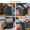 TOONGEEN Dark Grey Ottoman Storage Box, Quality Leather Folding Storage Box with Coffee Table Lids & Seat, Footstool with Storage for Living Room