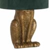 Hill 1975 Antique Gold Hare Table Lamp with Green Velvet Shade, RESIN, Mixed, 25 x 25 x 50cm