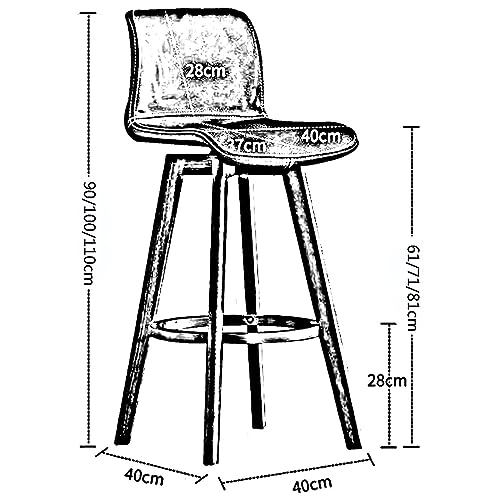 N/A Bar Stools Set of 2, Swivel Bar Chair Rubberwood High Stools, with Upholstered Backrest Seat & Footrest, for Kitchen Counter Dining Room Isla