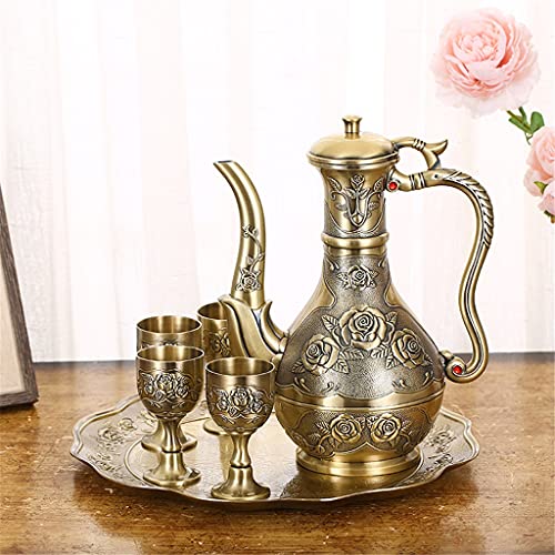 CHUNYU Metal Bronze Wine Set European Vintage Home Wine Cabinet Decoration Wine Pot