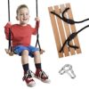 Wood swings, Arc Wooden swing,Hanging Swing Seat for Adult Kids Children Swing Chair Indoor and Outdoor Garden Yard Play (Gold)