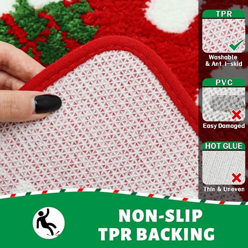 Poywuo Christmas Door Mat, 50 x 80 CM Bath Mat Bathroom Rug Welcome Mat Front Door Indoor Outdoor Home Decorations Bedroom Kitchen Floor (50 x 80
